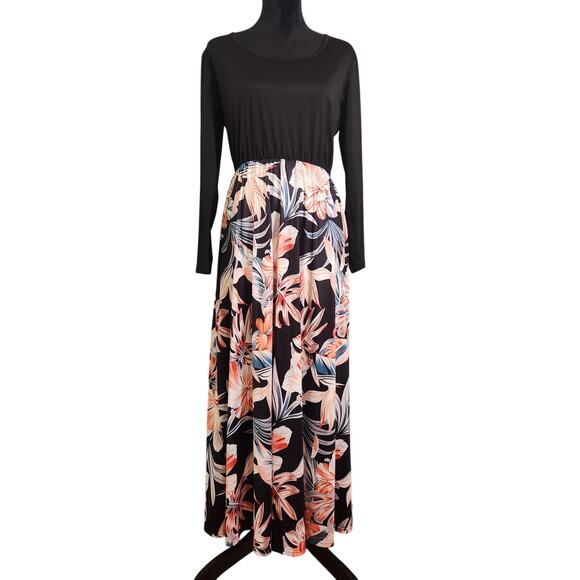 MOMMY AND ME Matching Long Sleeve Floral Maxi Dresses, Size Large & 4-5T - Picture 3 of 15